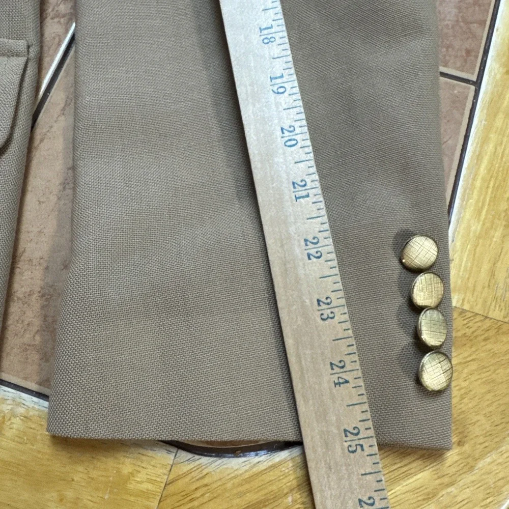 Five G's Camel Brown Gold Button Blazer Sport Coat Jacket 44R Slim Fit VTG USA